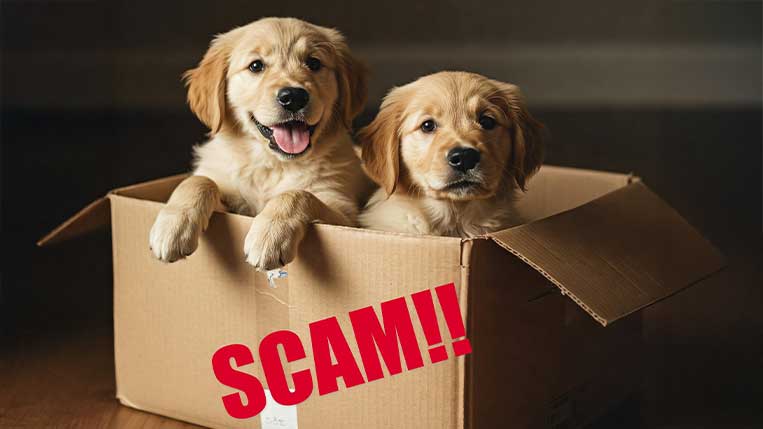 Beware of puppy scams - abandoned puppies left in a box after fraudulent sale